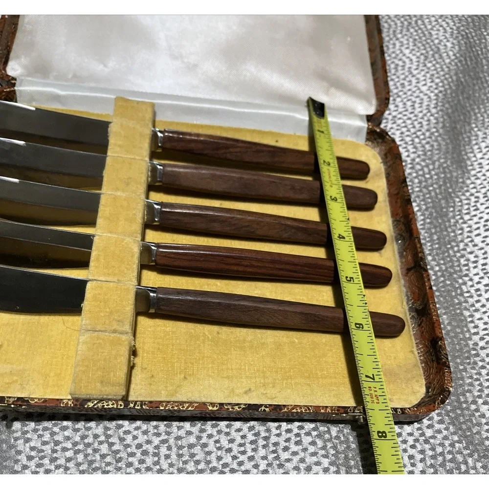 Set Of 5 Vintage Jordan Marsh Co. Sheffield Knife Cutlery Set Paisley Case